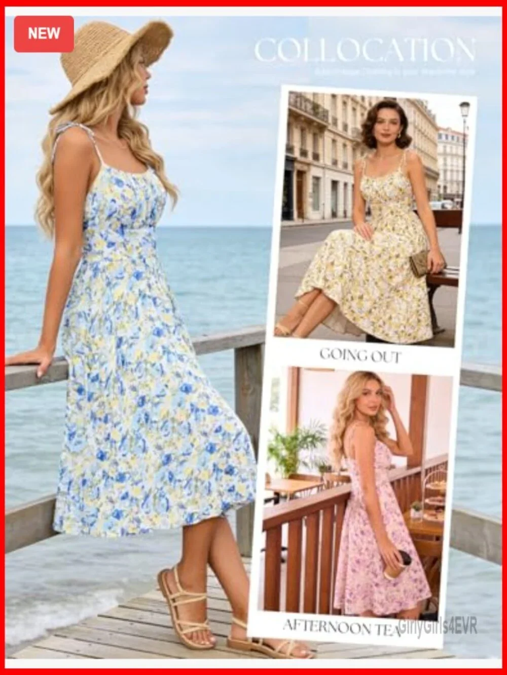 Spaghetti Strap Midi Sundress with Pockets Floral